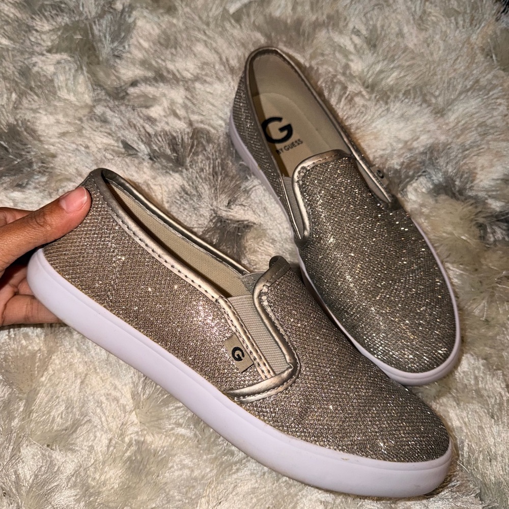 G by Guess Women's Glitter Slip-On Sneakers in Gold